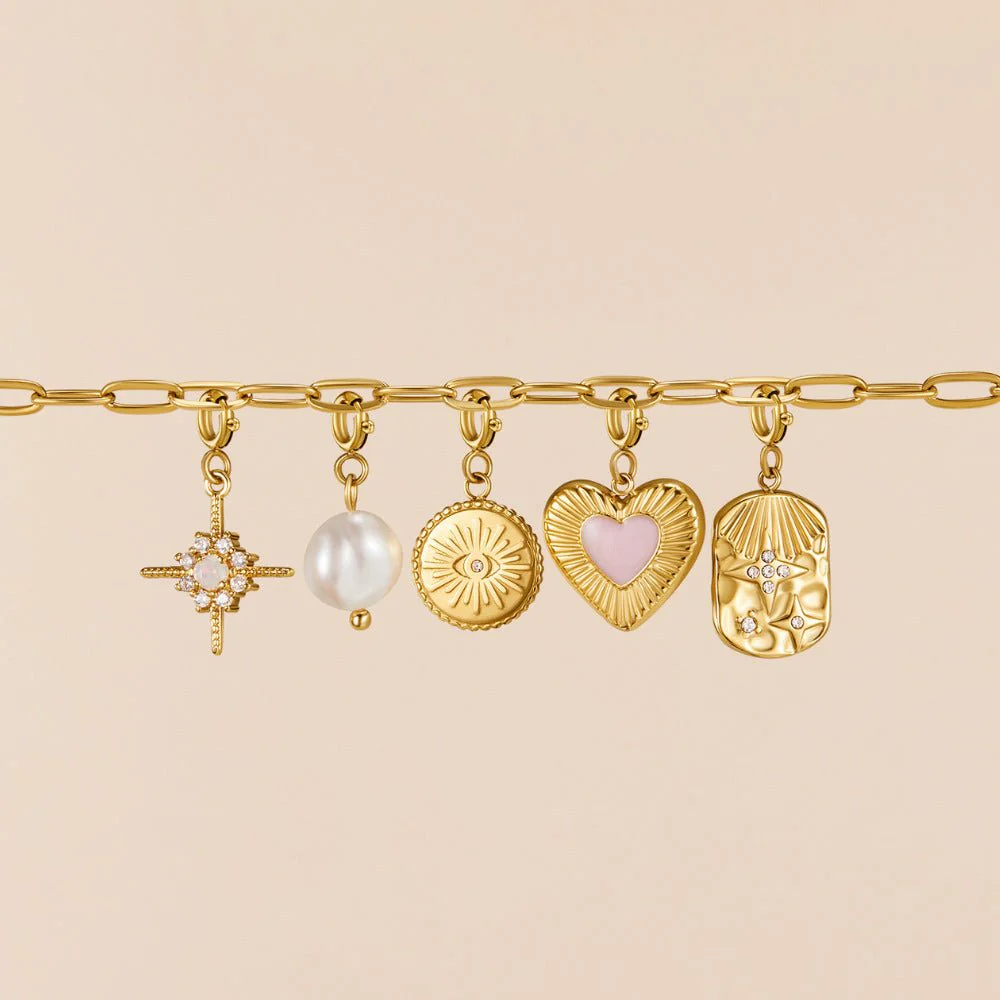 18K Gold Paperclip Charm Bracelet - Image 4