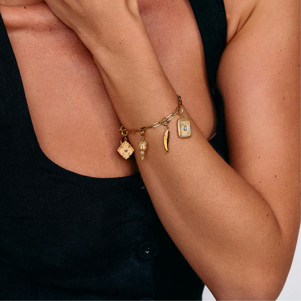 18K Gold Paperclip Charm Bracelet - Image 5