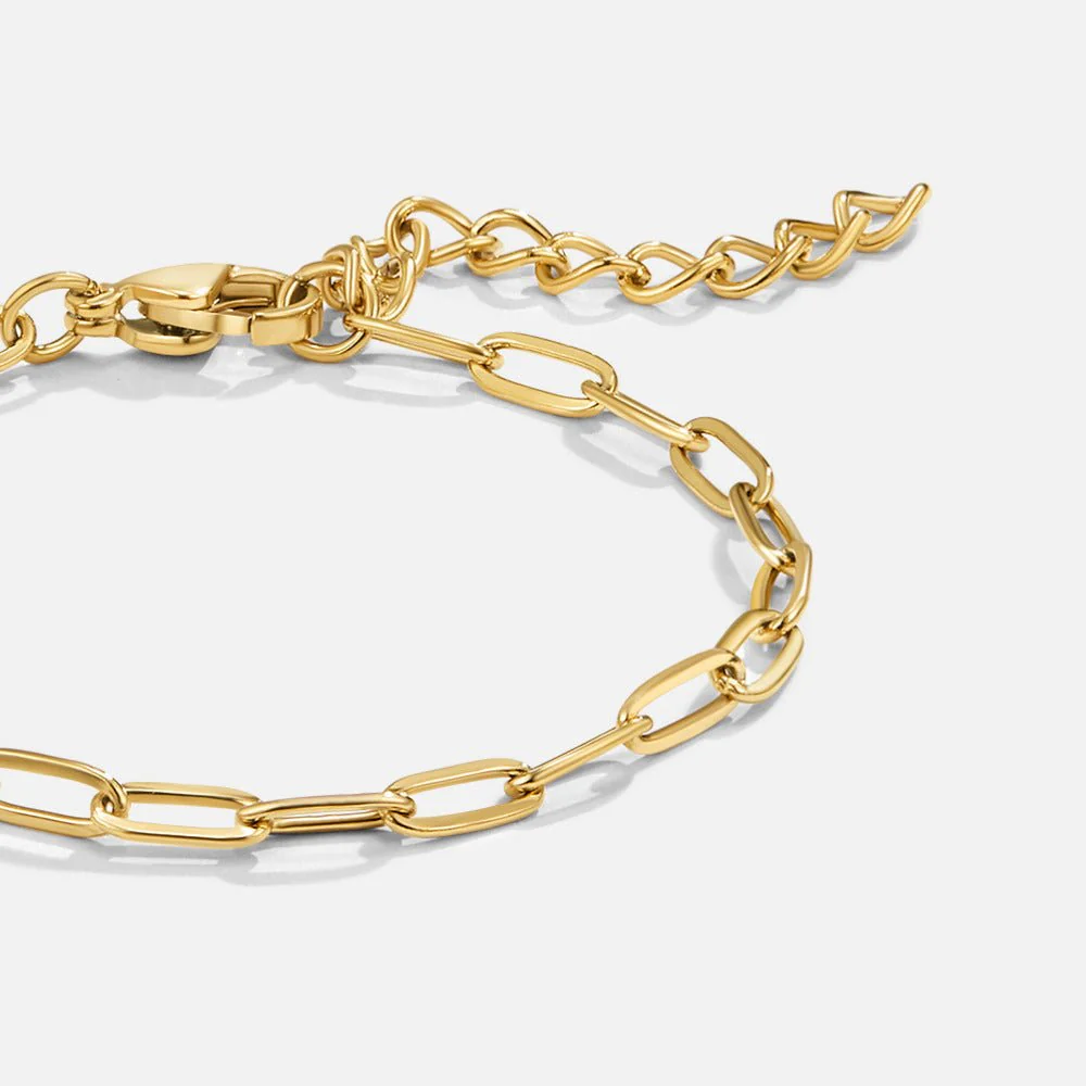 18K Gold Paperclip Charm Bracelet - Image 6