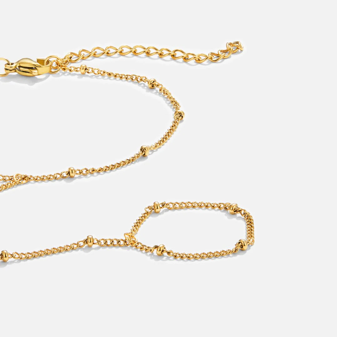 18K Gold Hand Chain Bracelet - Image 4