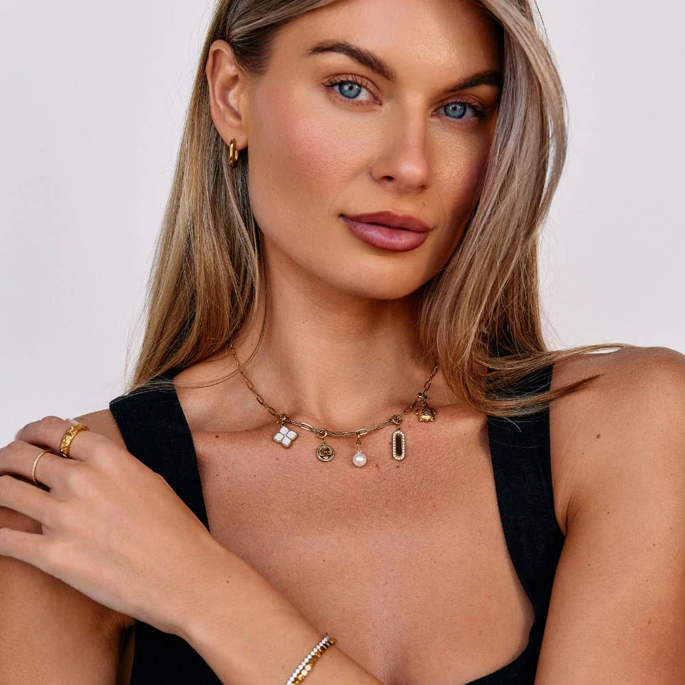18K Gold Paperclip Charm Necklace - Image 2