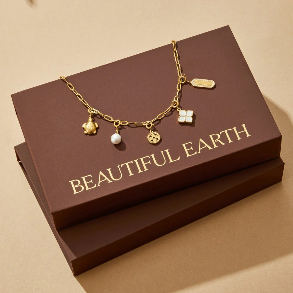 18K Gold Paperclip Charm Necklace - Image 3