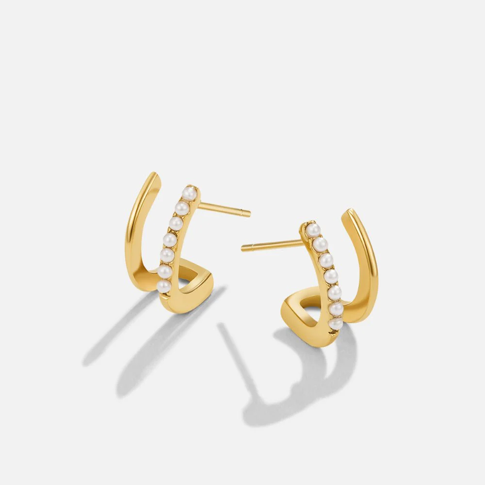 18K Gold & Pearl Claw Earrings - Image 3