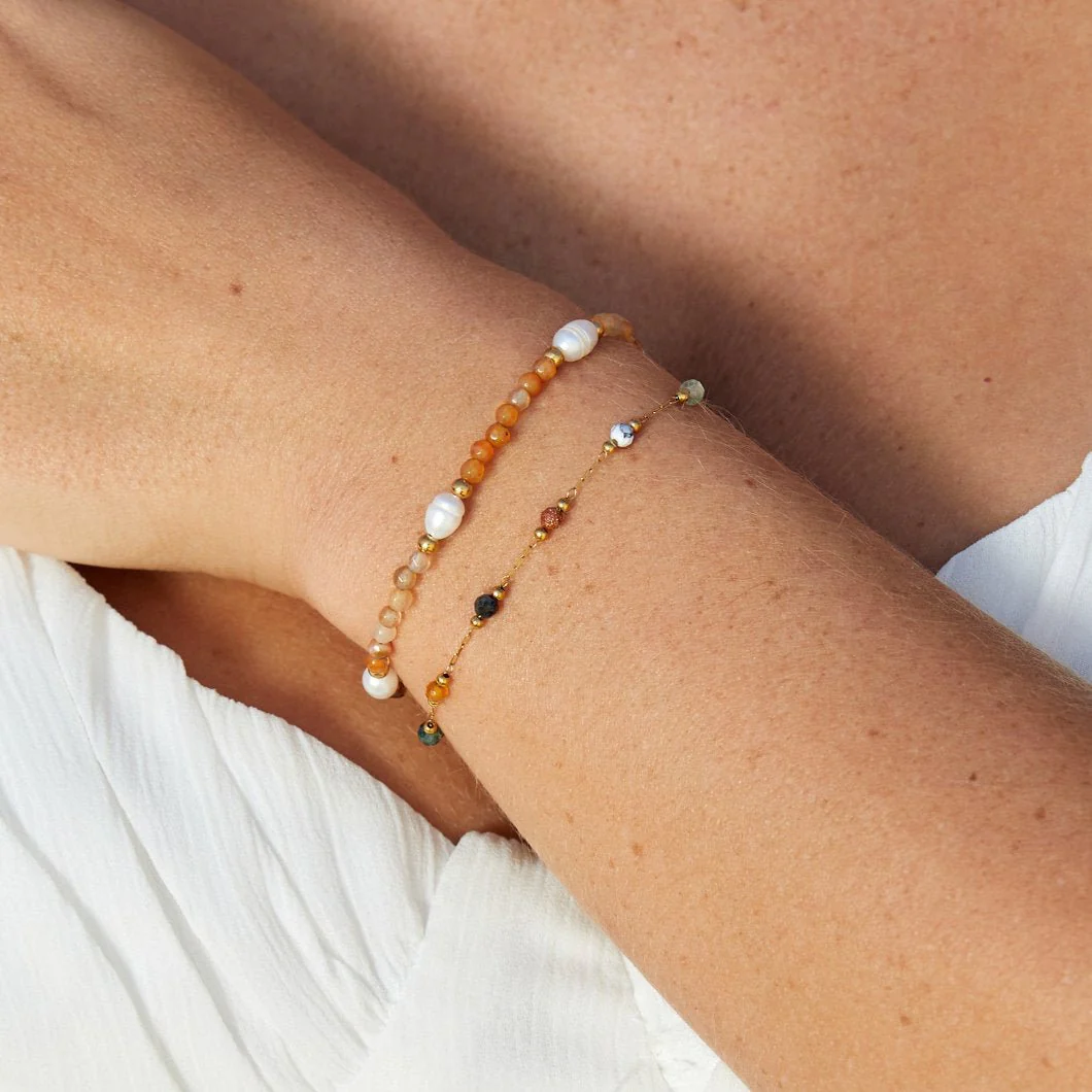 Agate & Pearl Bead Bracelet - Image 2