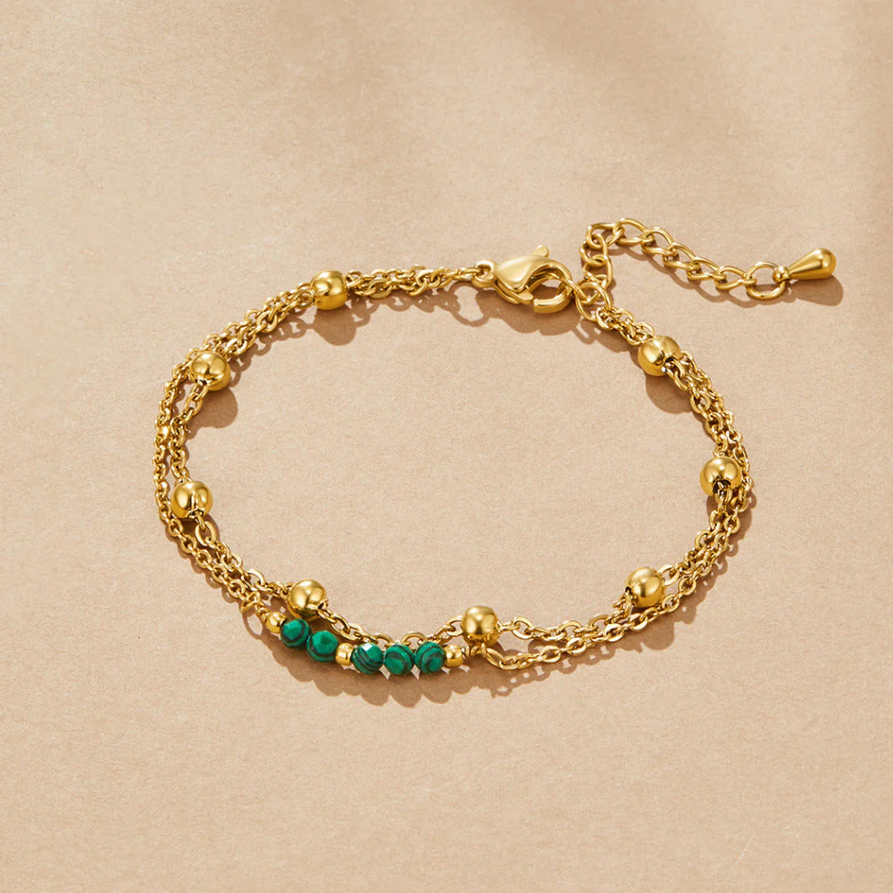 Alfa Green Malachite Bead Bracelet