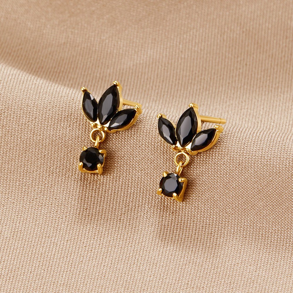 Amara Black Crystal Bloom Earrings - Image 3