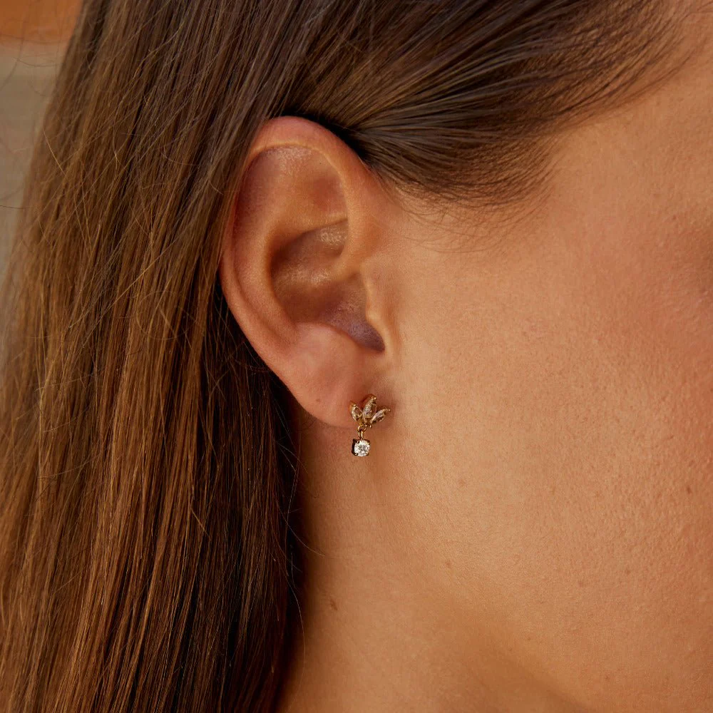 Amara White Crystal Bloom Earrings - Image 2