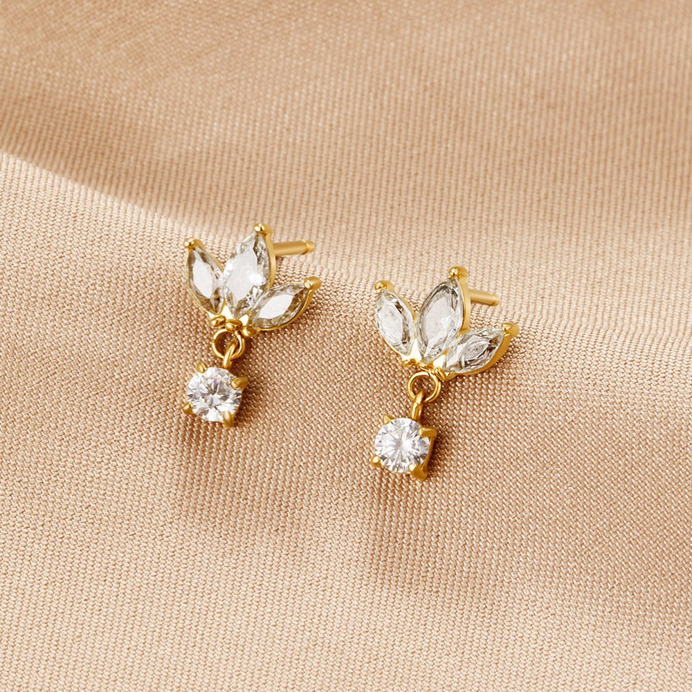 Amara White Crystal Bloom Earrings - Image 3