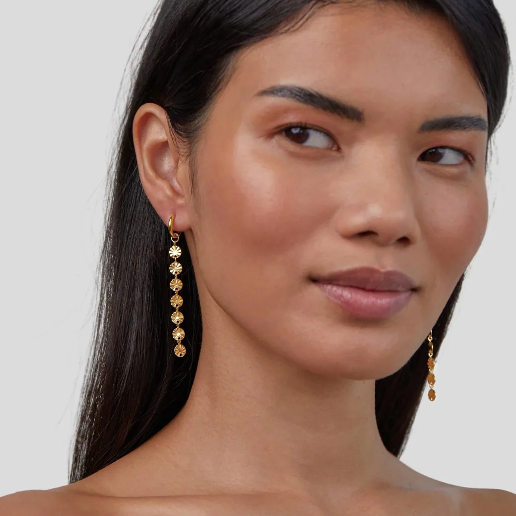 Amari 18K Gold Disc Earrings - Image 3