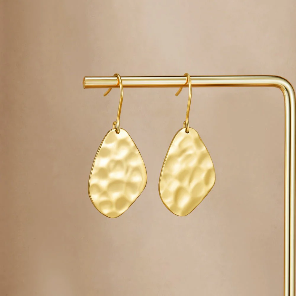 Amaya Hammered Gold Drop Earrings