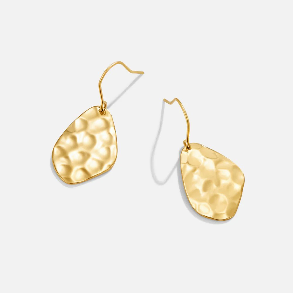 Amaya Hammered Gold Drop Earrings - Image 4