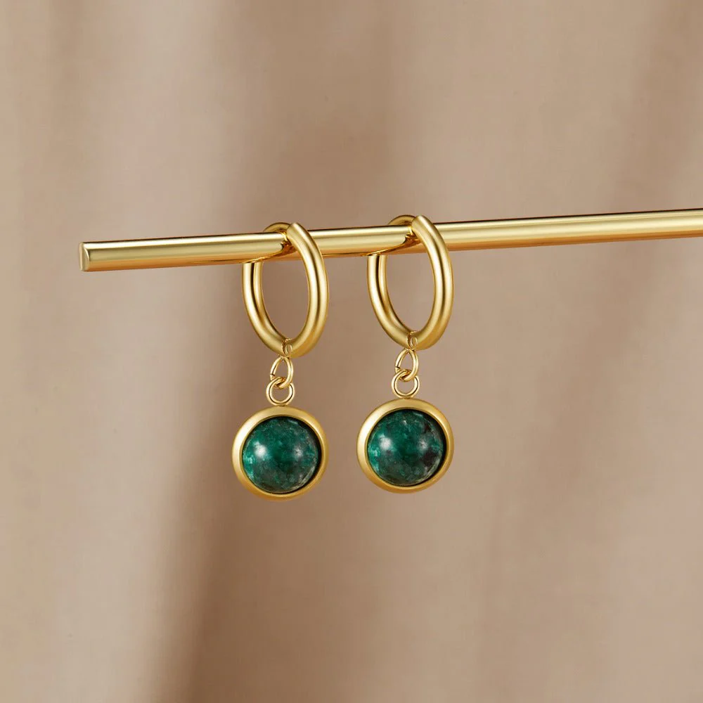 Amelia Green Stone Hoop Earrings - Image 4