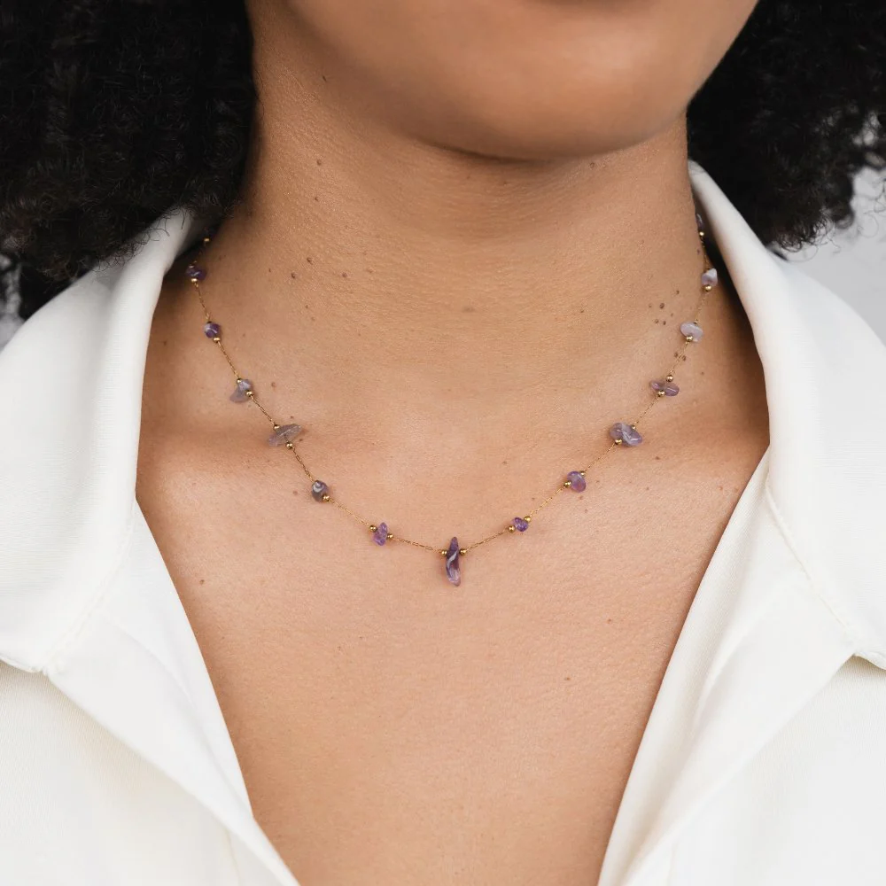 Amethyst Crystal Bead Necklace - Image 2