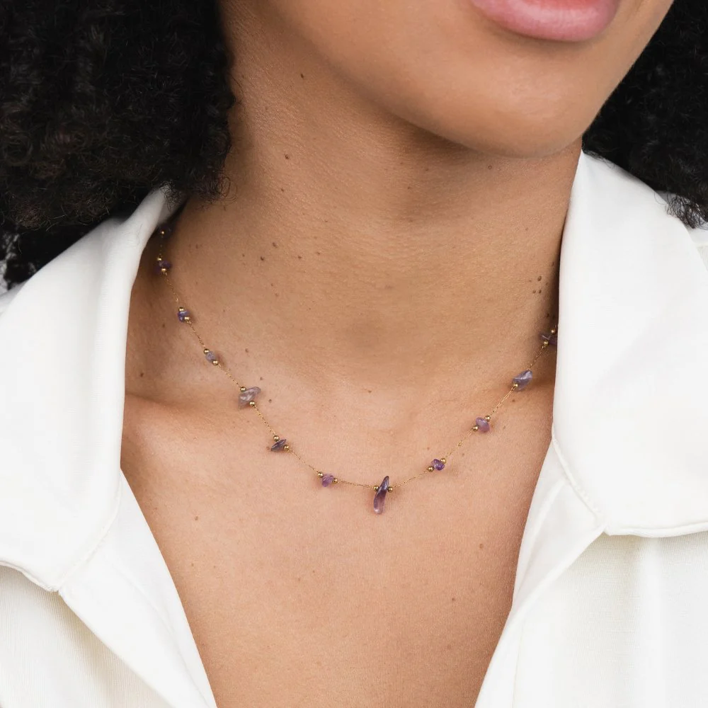 Amethyst Crystal Bead Necklace - Image 4