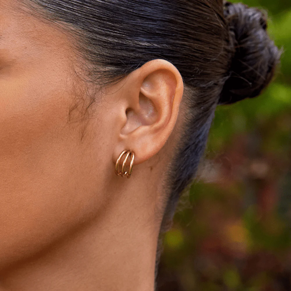 Anaya Triple Gold Hoop Earrings - Image 2