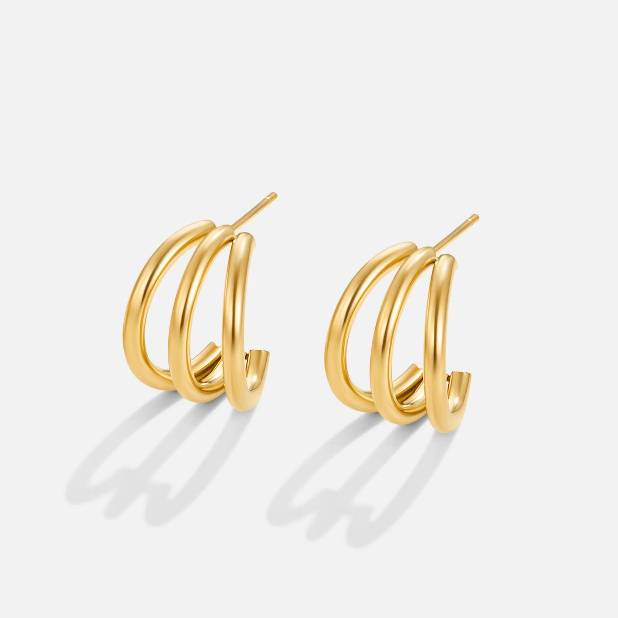Anaya Triple Gold Hoop Earrings - Image 4