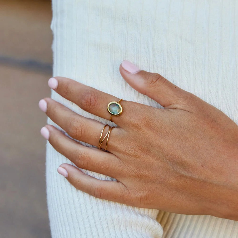 Aquamarine Crystal Gold Ring - Image 2