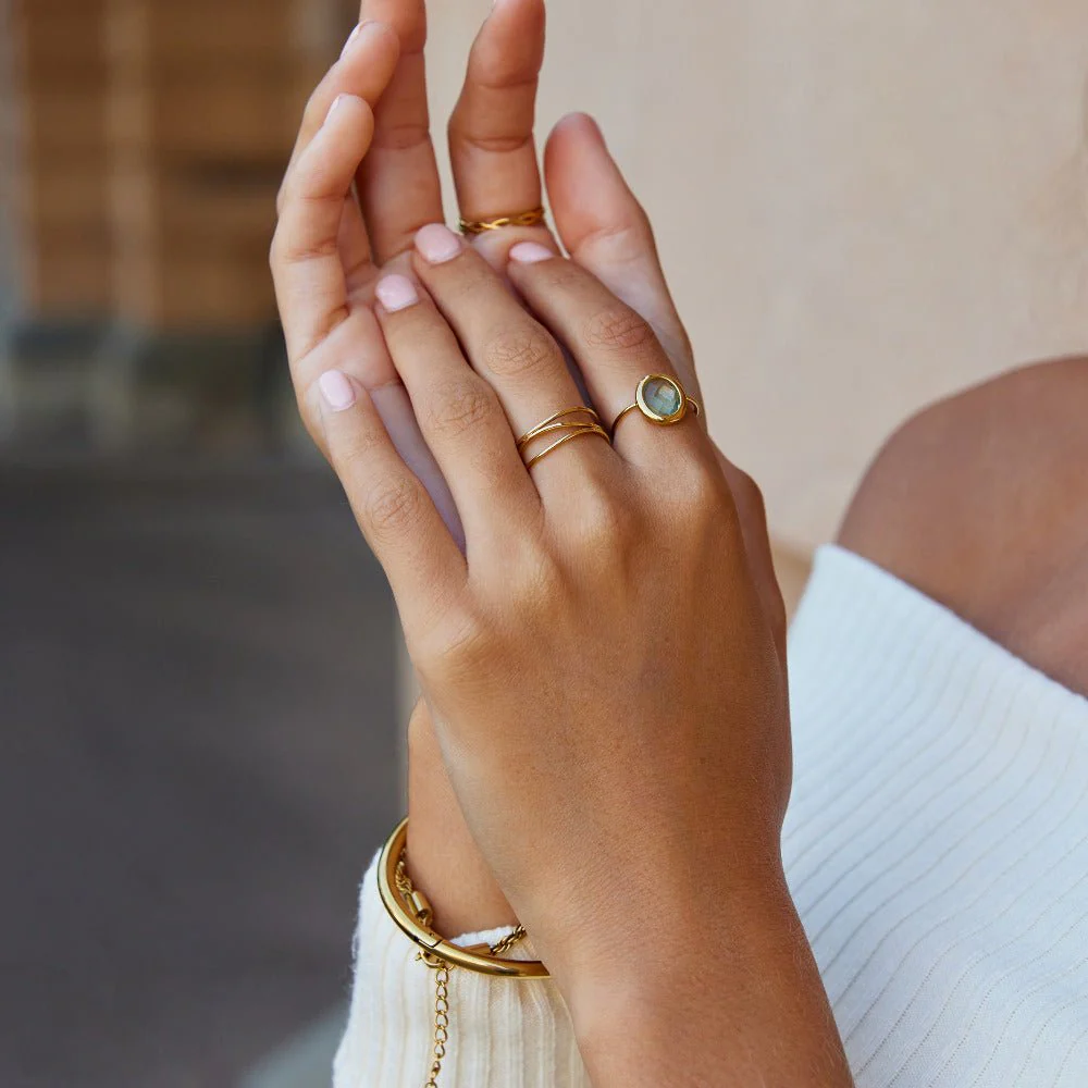 Aquamarine Crystal Gold Ring - Image 3