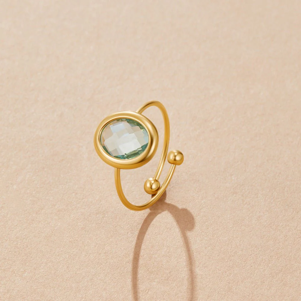 Aquamarine Crystal Gold Ring - Image 4