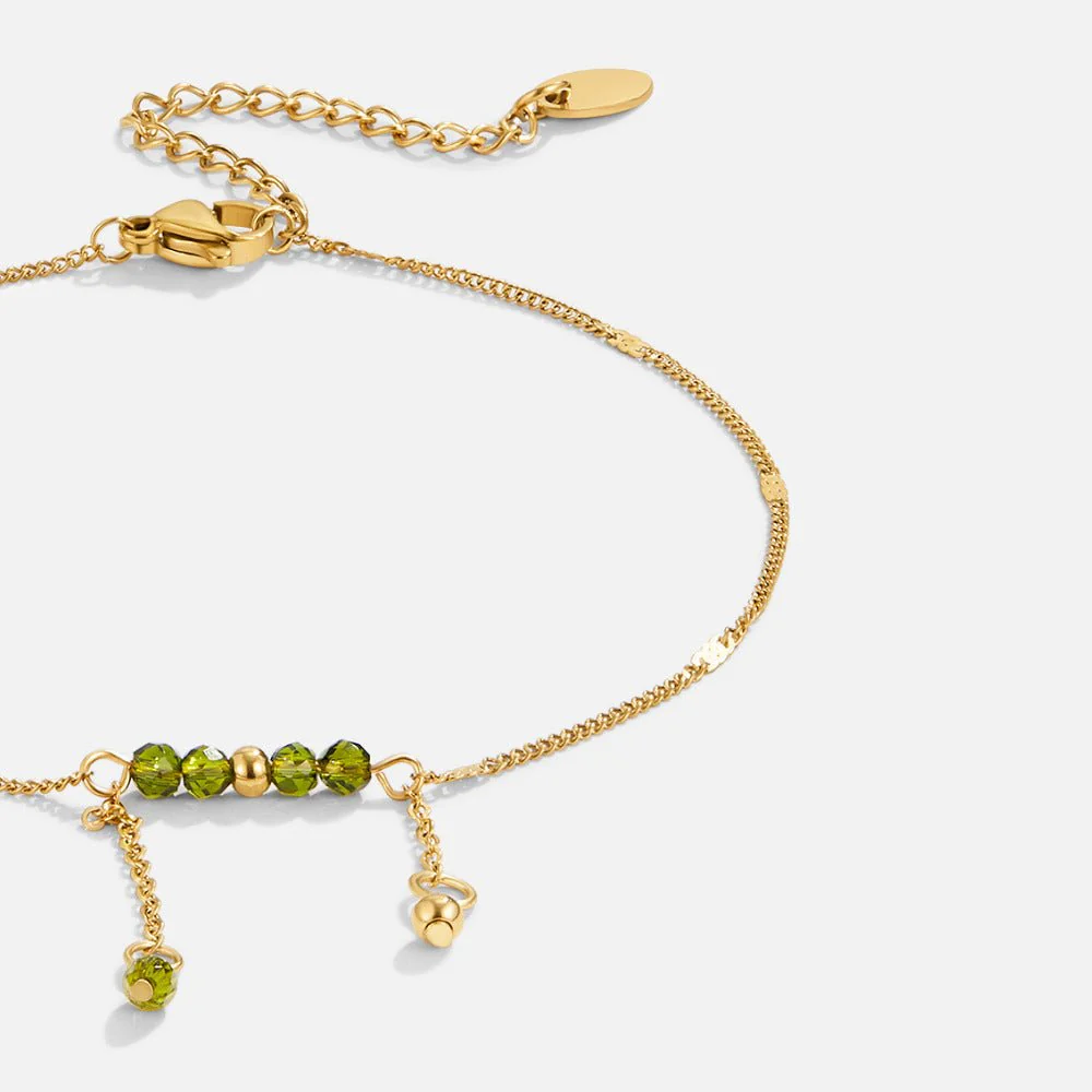 Arizona Green Bead Tassel Anklet - Image 2