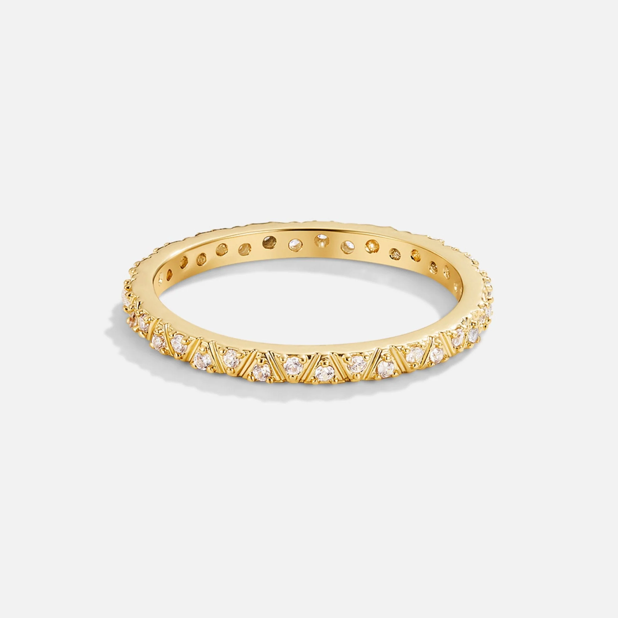 Arquette Gold & Crystal Band Ring - Image 3