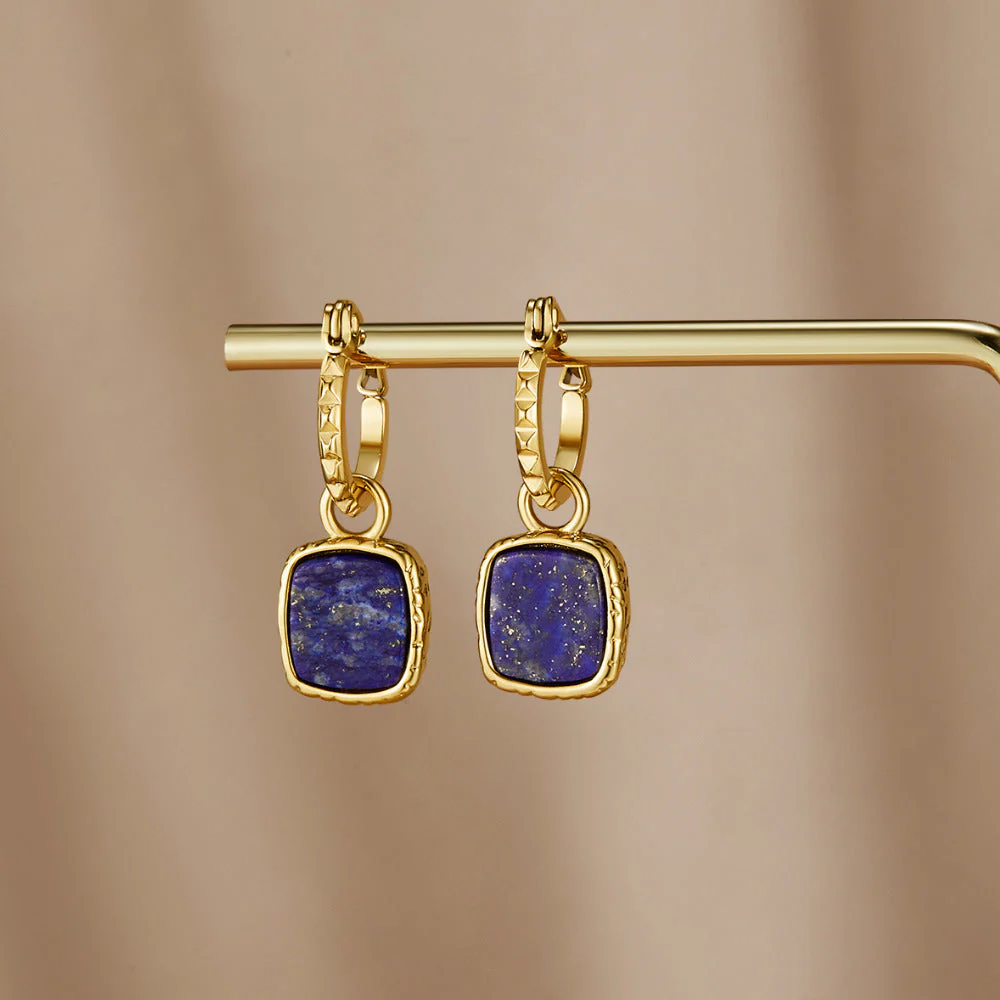 Astoria Blue Stone Hoop Earrings - Image 3