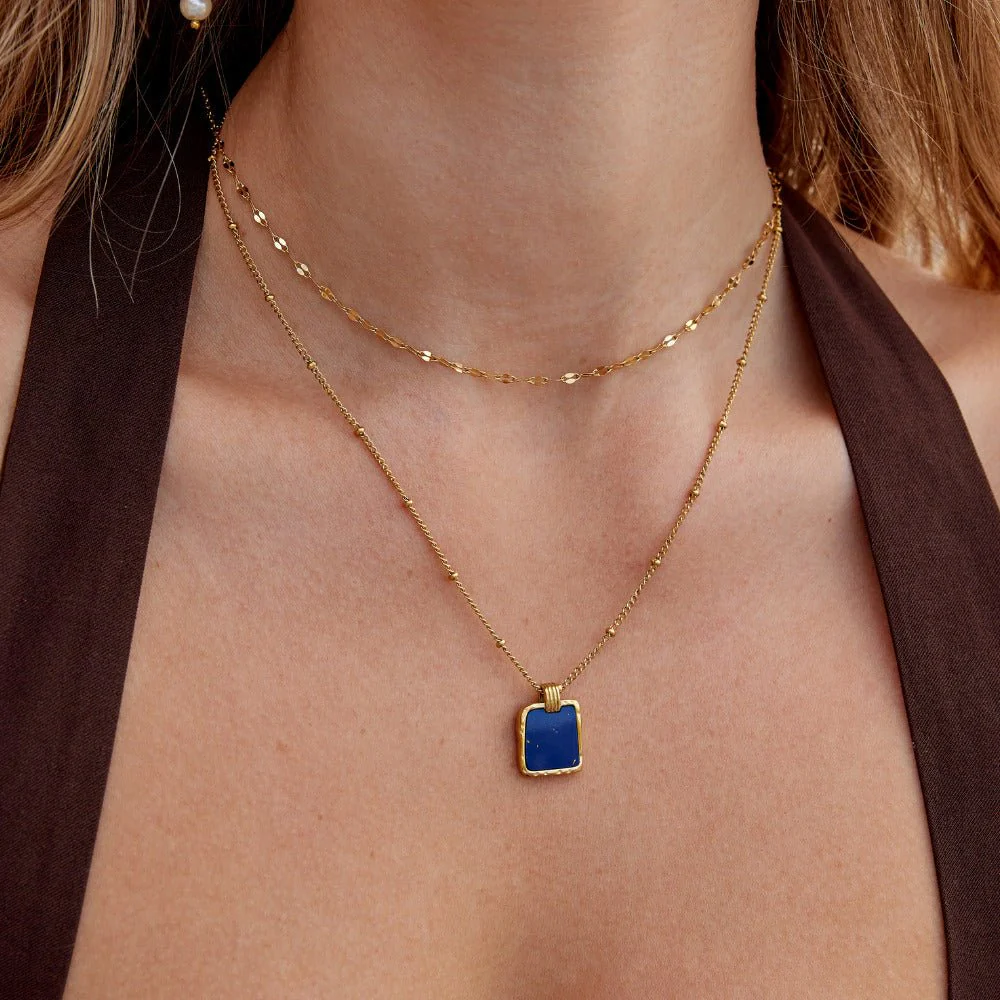 Astoria Blue Stone Pendant Necklace - Image 2