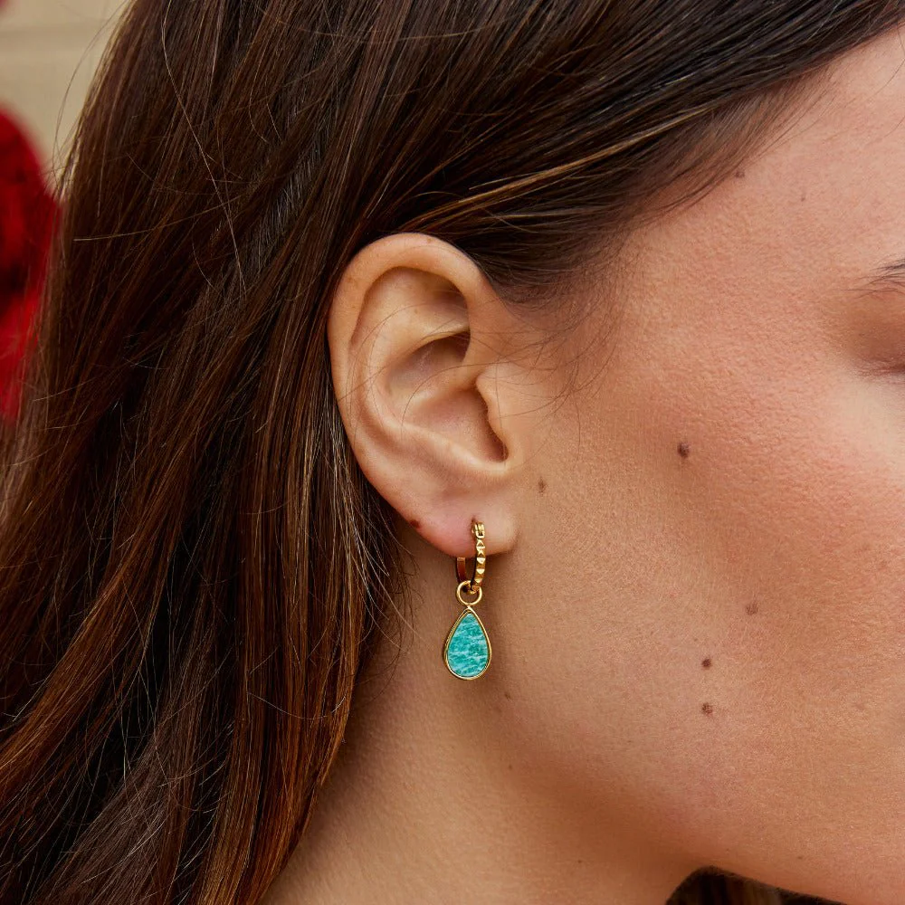 Astoria Green Stone Hoop Earrings - Image 2