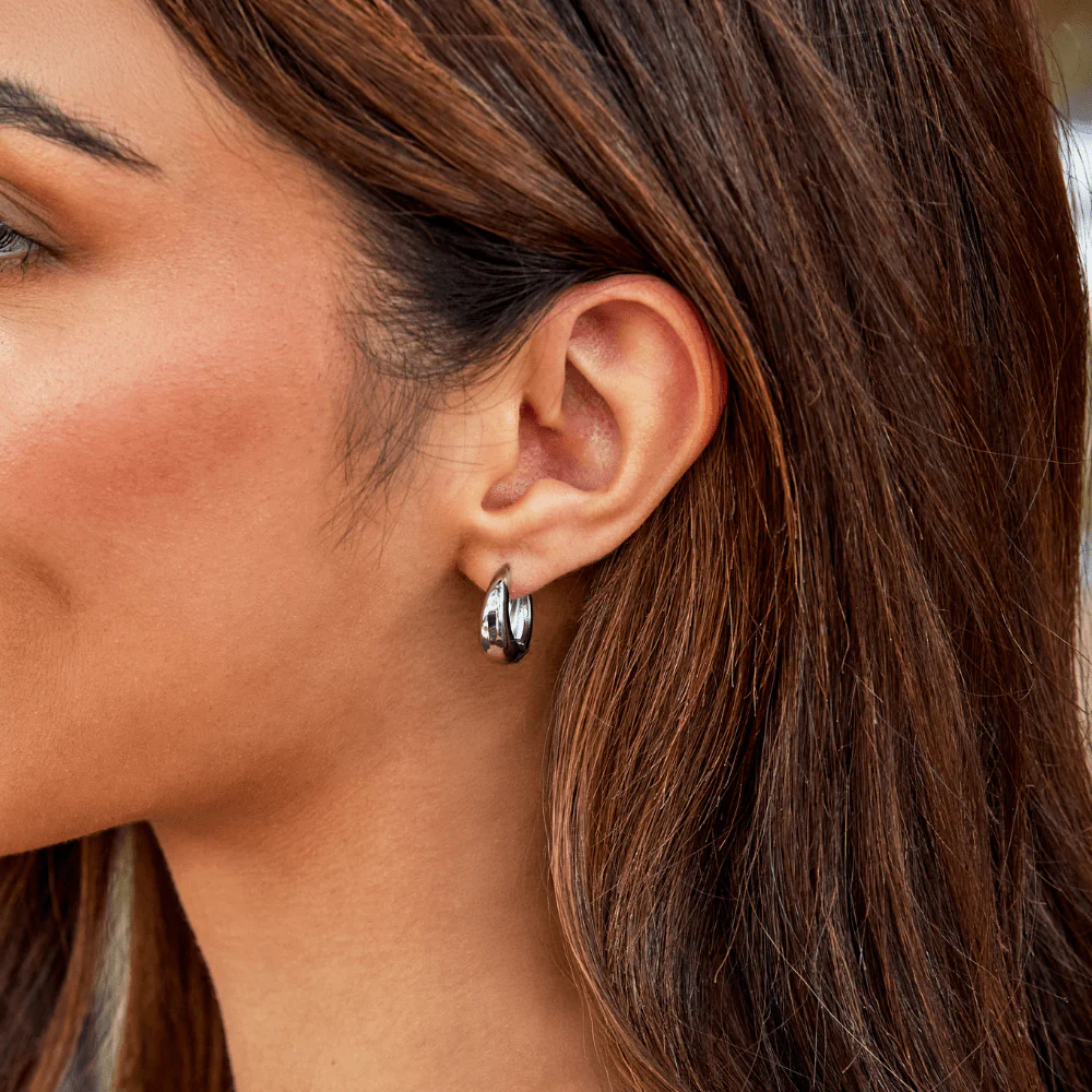 Audrey Silver Hoop Earrings - Image 2