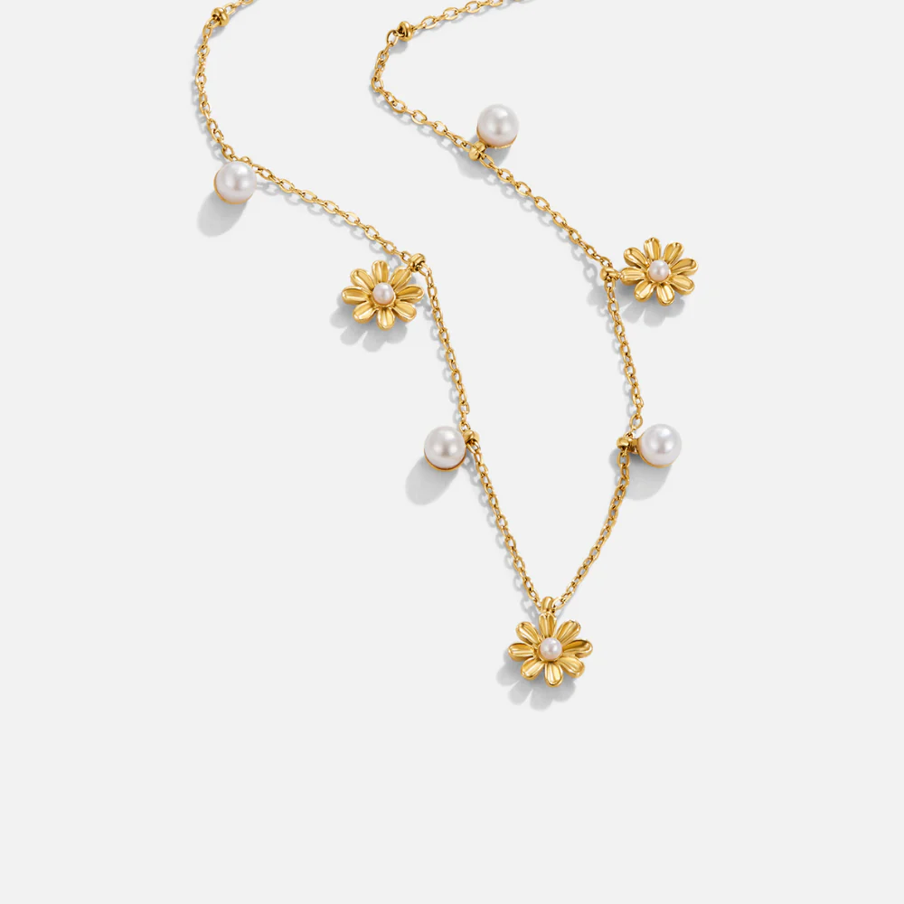 Autumn Flower & Pearl Necklace - Image 4