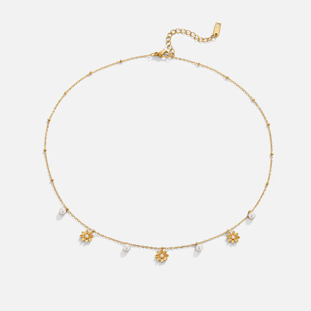 Autumn Flower & Pearl Necklace - Image 6