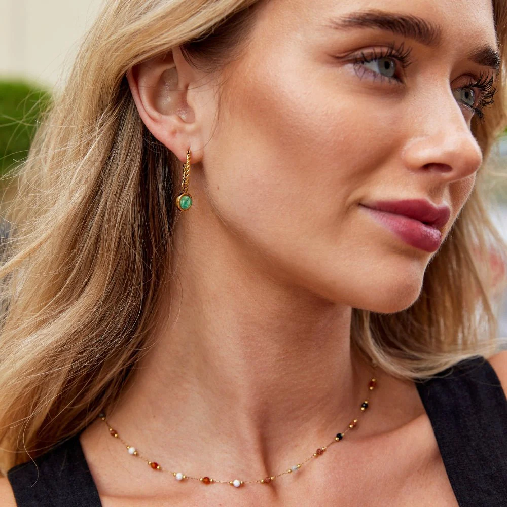 Aventurine Twisted Hoop Earrings - Image 3