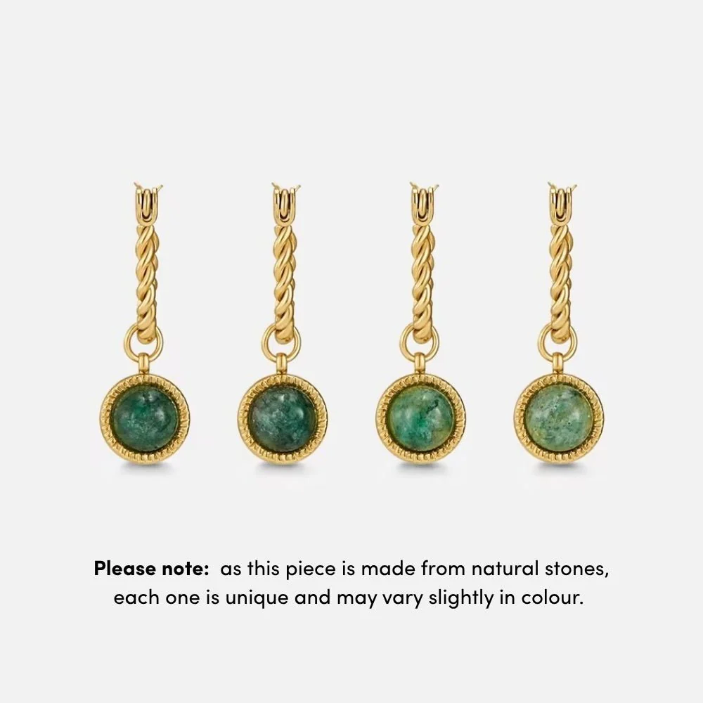 Aventurine Twisted Hoop Earrings - Image 4