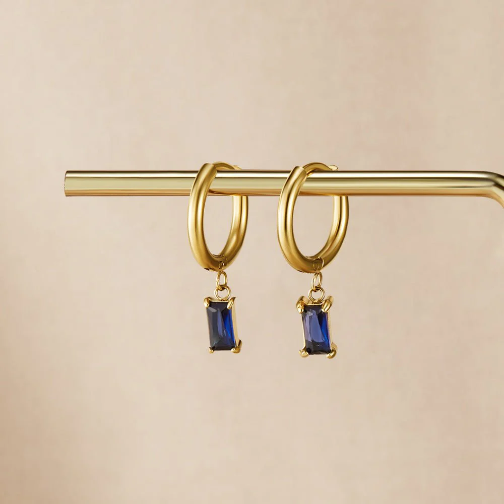 Avery Blue Crystal Drop Earrings - Image 3