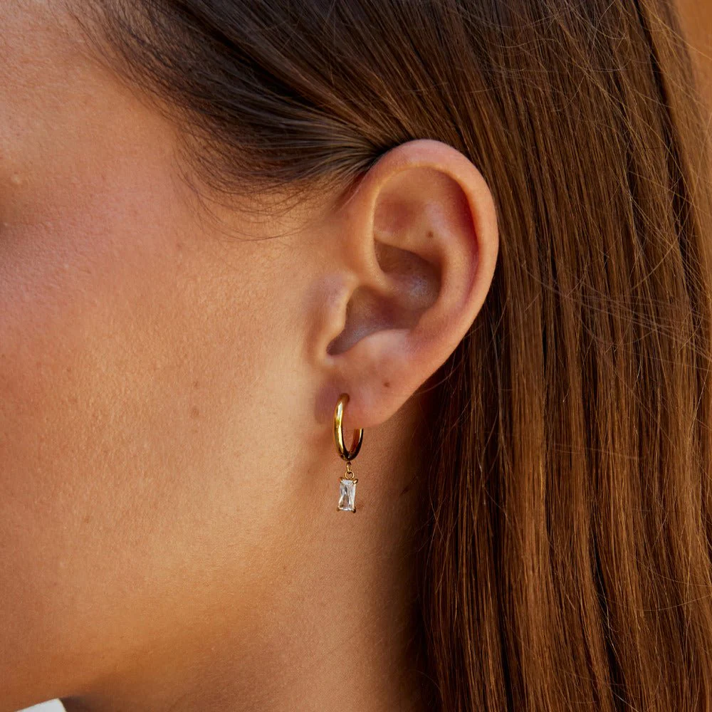 Avery White Crystal Drop Earrings - Image 2