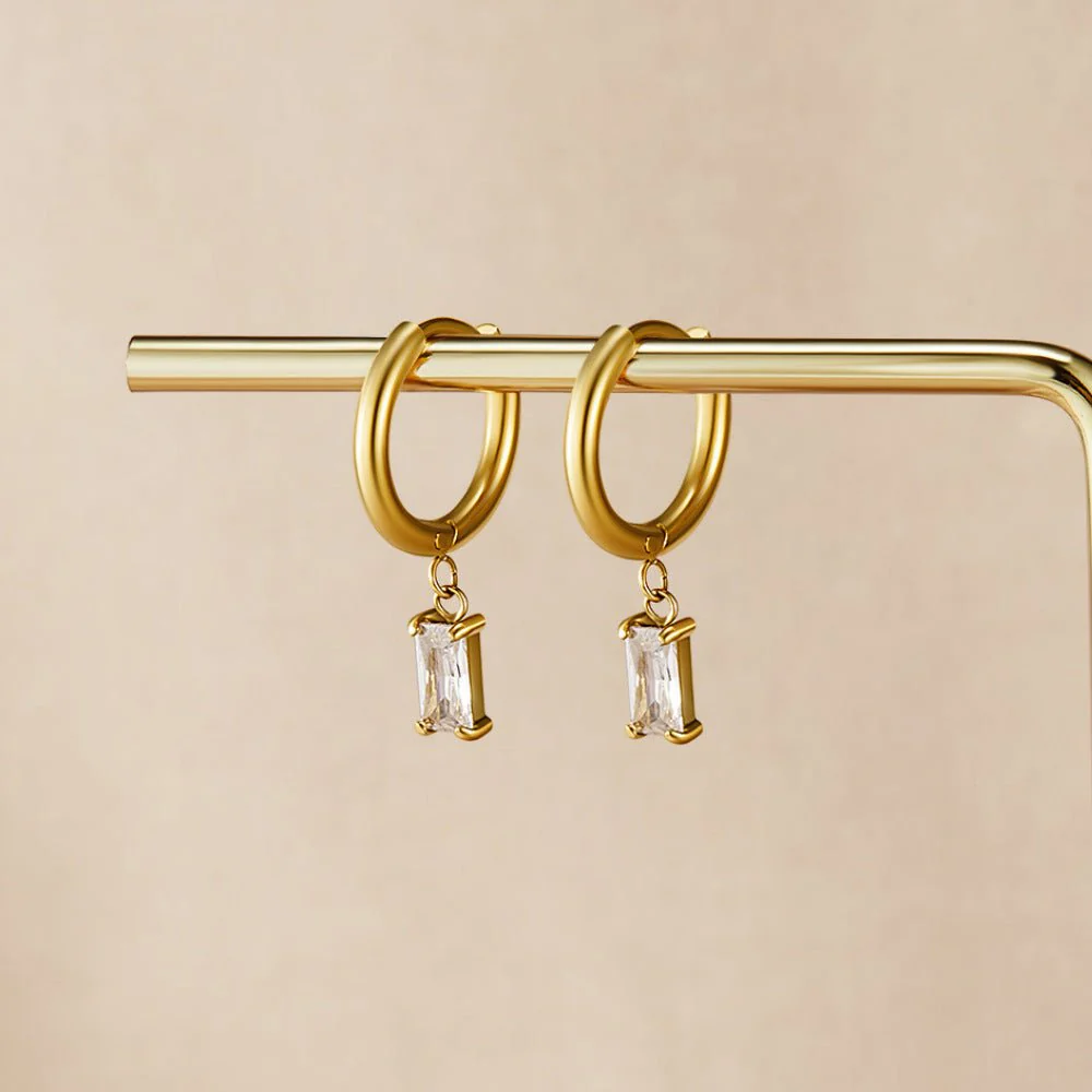 Avery White Crystal Drop Earrings - Image 3