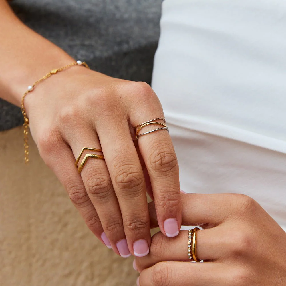 Ayla Three Toned Layered Ring - Image 2
