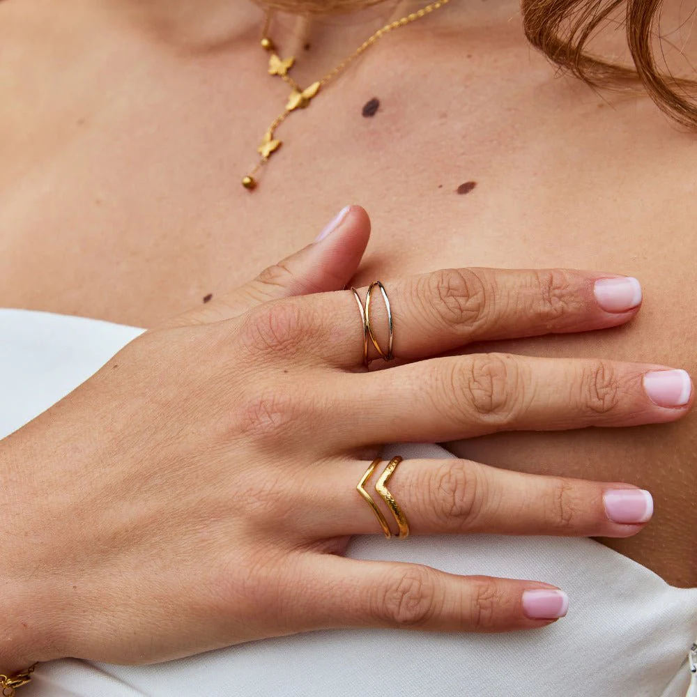 Ayla Three Toned Layered Ring - Image 5