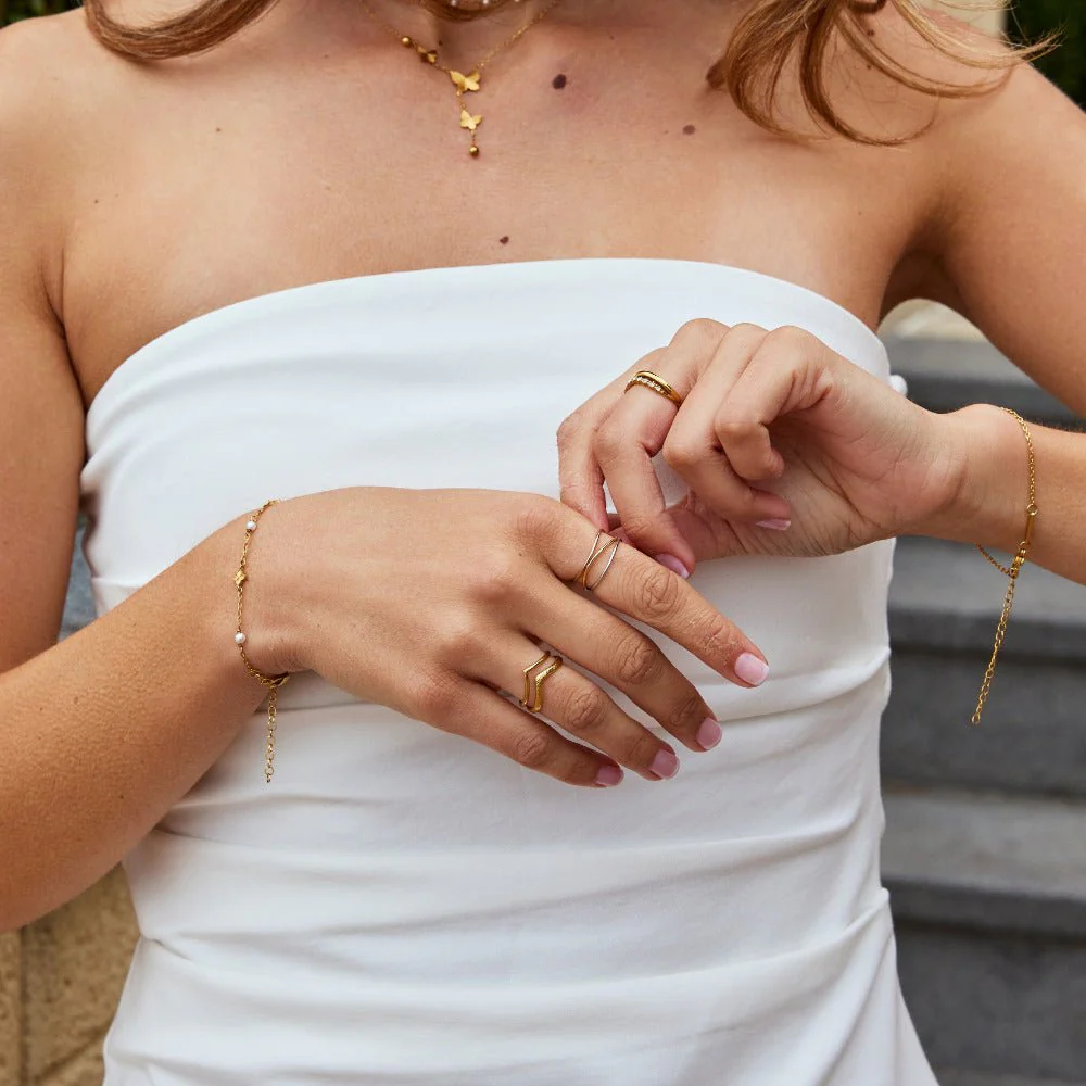 Ayla Three Toned Layered Ring - Image 6