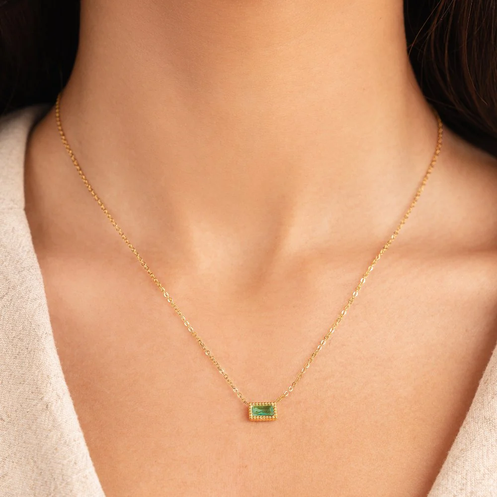 Baguette Birthstone Necklace - Image 2