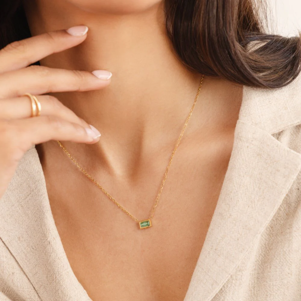 Baguette Birthstone Necklace - Image 6