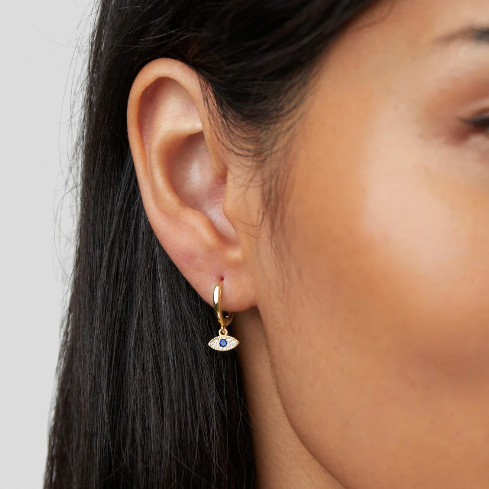 Blue Evil Eye Drop Earrings - Image 2