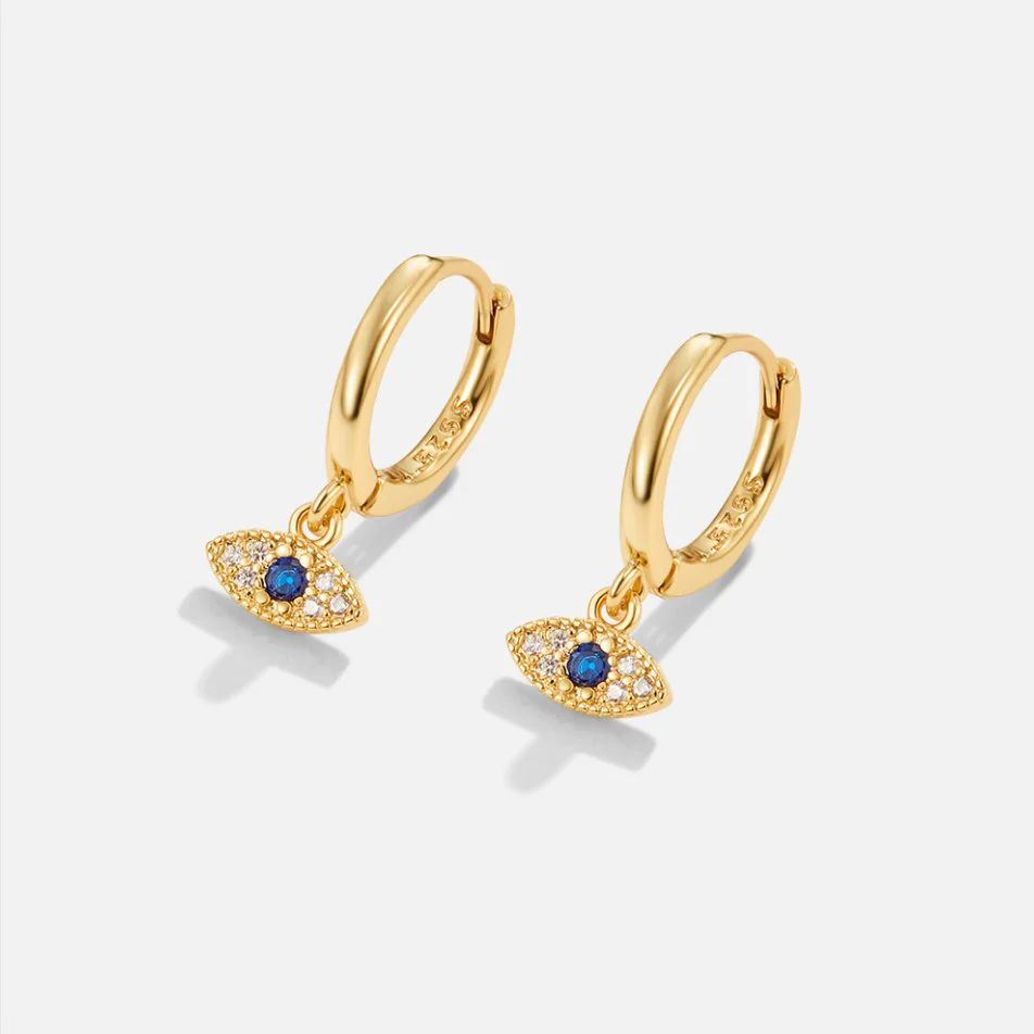 Blue Evil Eye Drop Earrings - Image 4