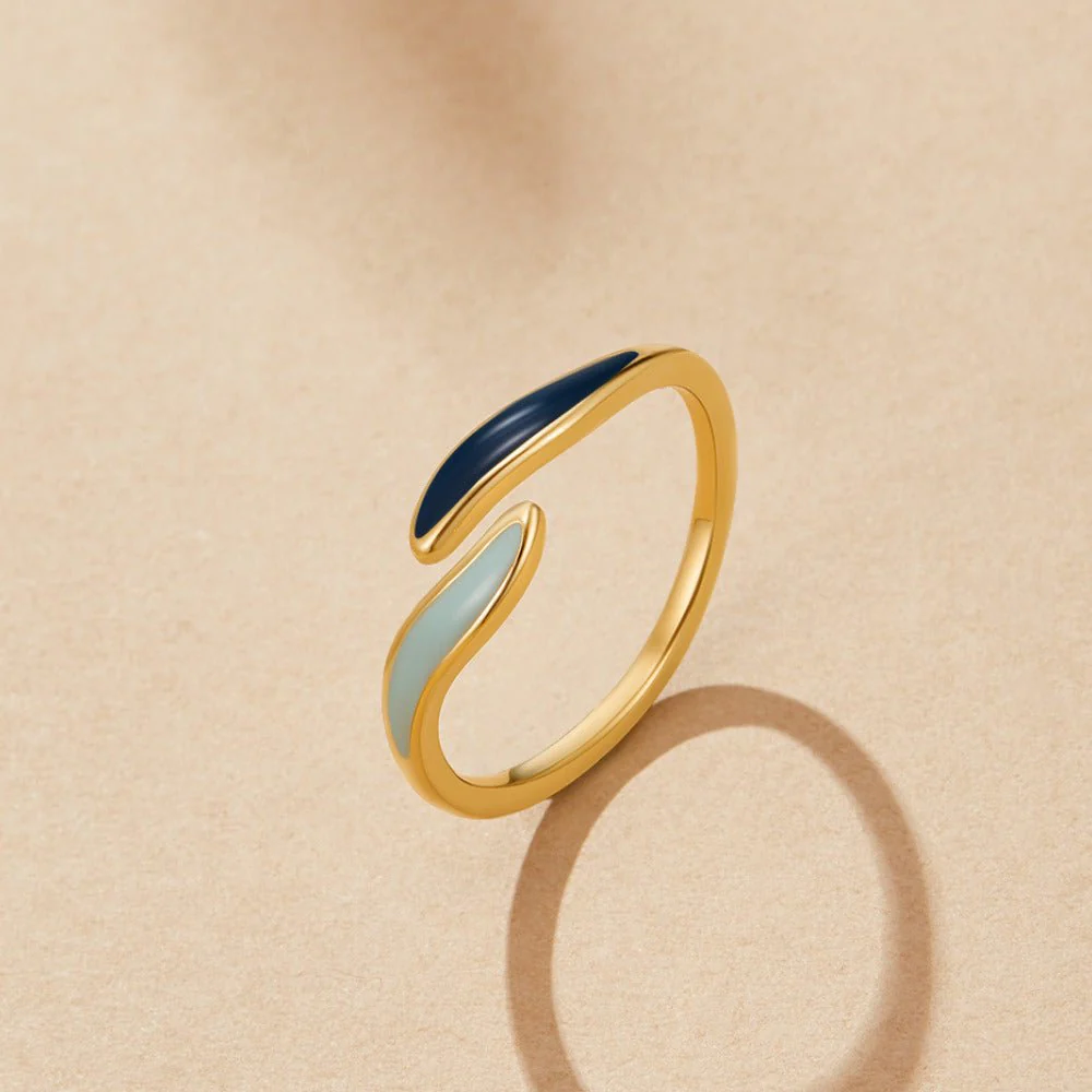 Blue Ocean Waves Wrap Ring - Image 3
