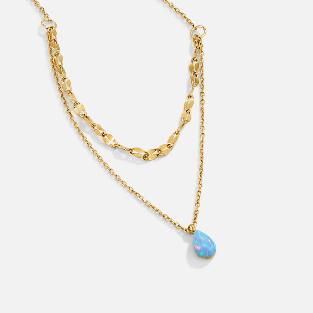 Blue Opal Teardrop Layered Necklace - Image 4