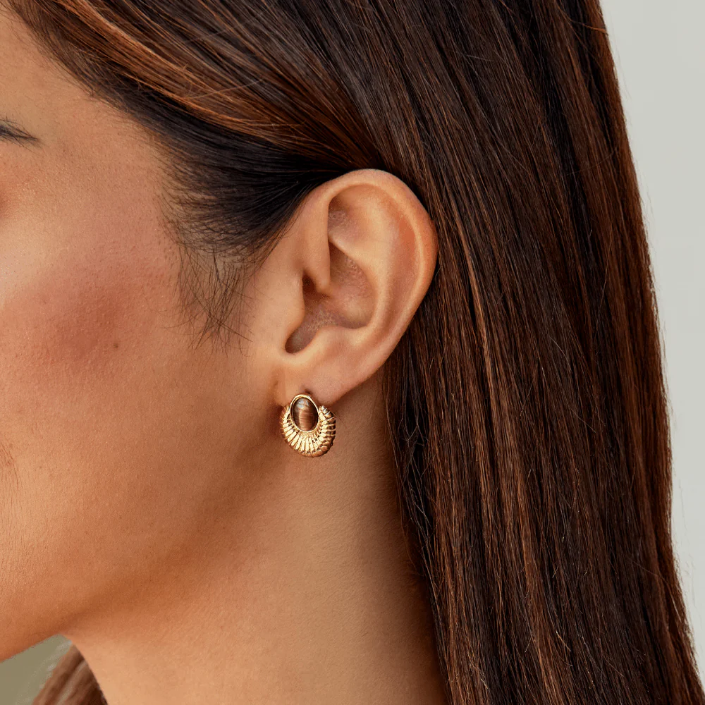Bohemia Gold Tiger Eye Earrings - Image 2