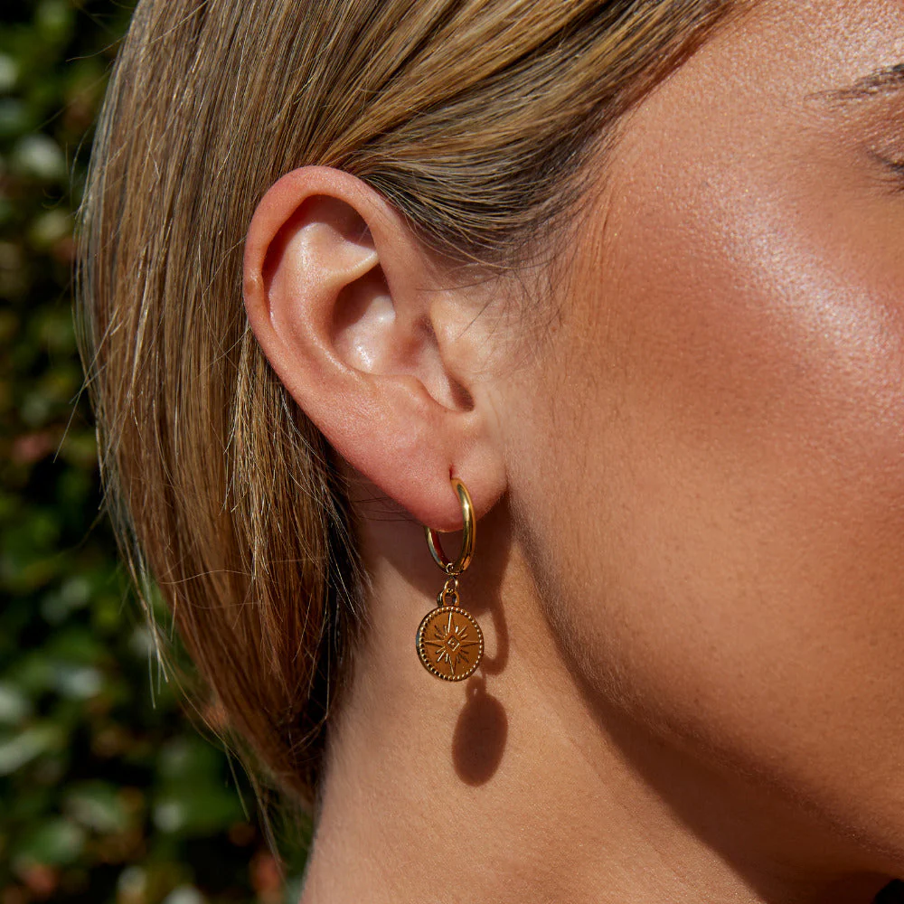 Celestial Gold Coin Earrings - Image 2