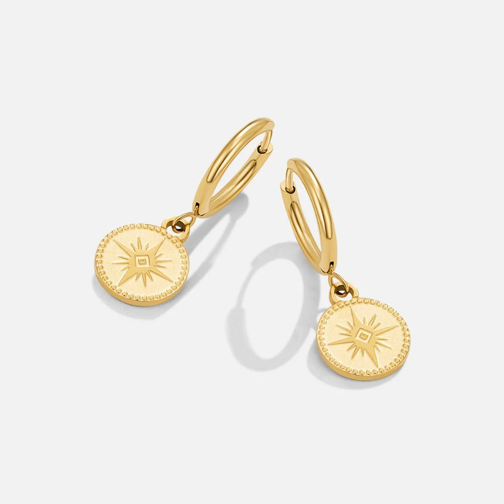 Celestial Gold Coin Earrings - Image 3