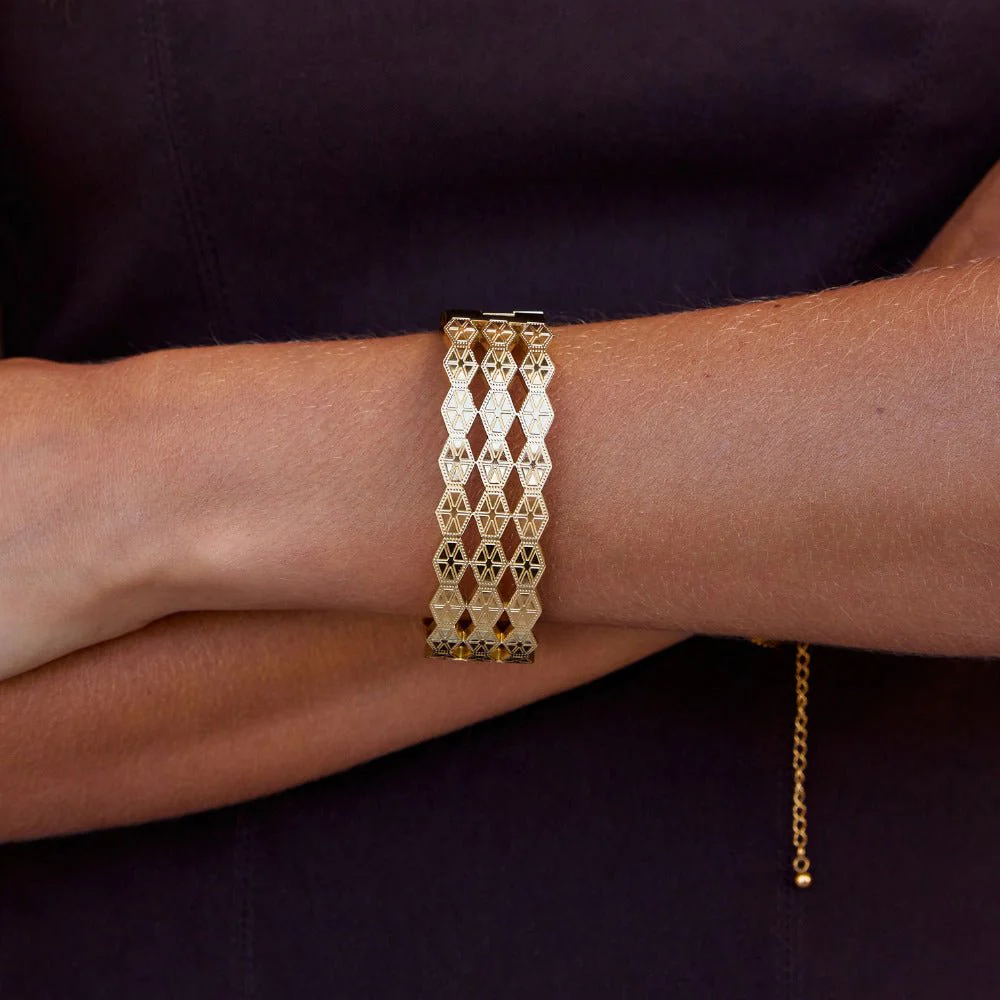 Celine Geometric Gold Bangle - Image 2