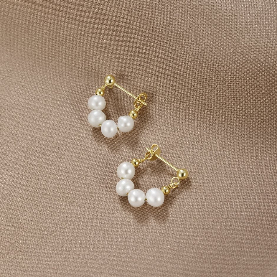 Celine Pearl Hoop Earrings - Image 3
